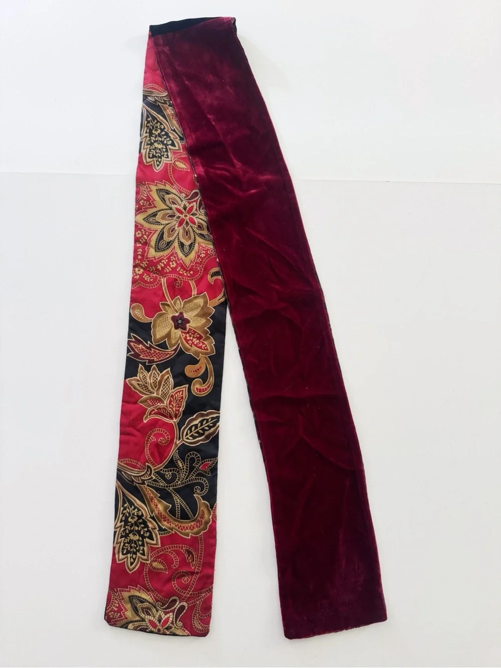 Silk Velvet Mixed-Pattern Reversible Scarf